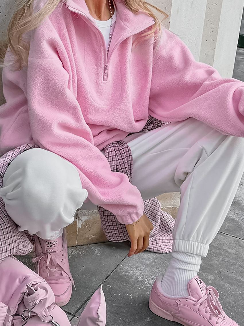 Women's half-zip fleece pullover sweatshirt