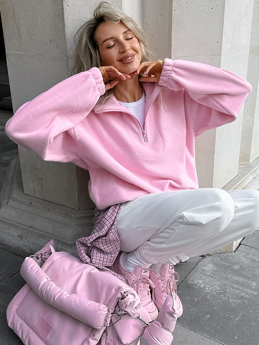 Women's half-zip fleece pullover sweatshirt