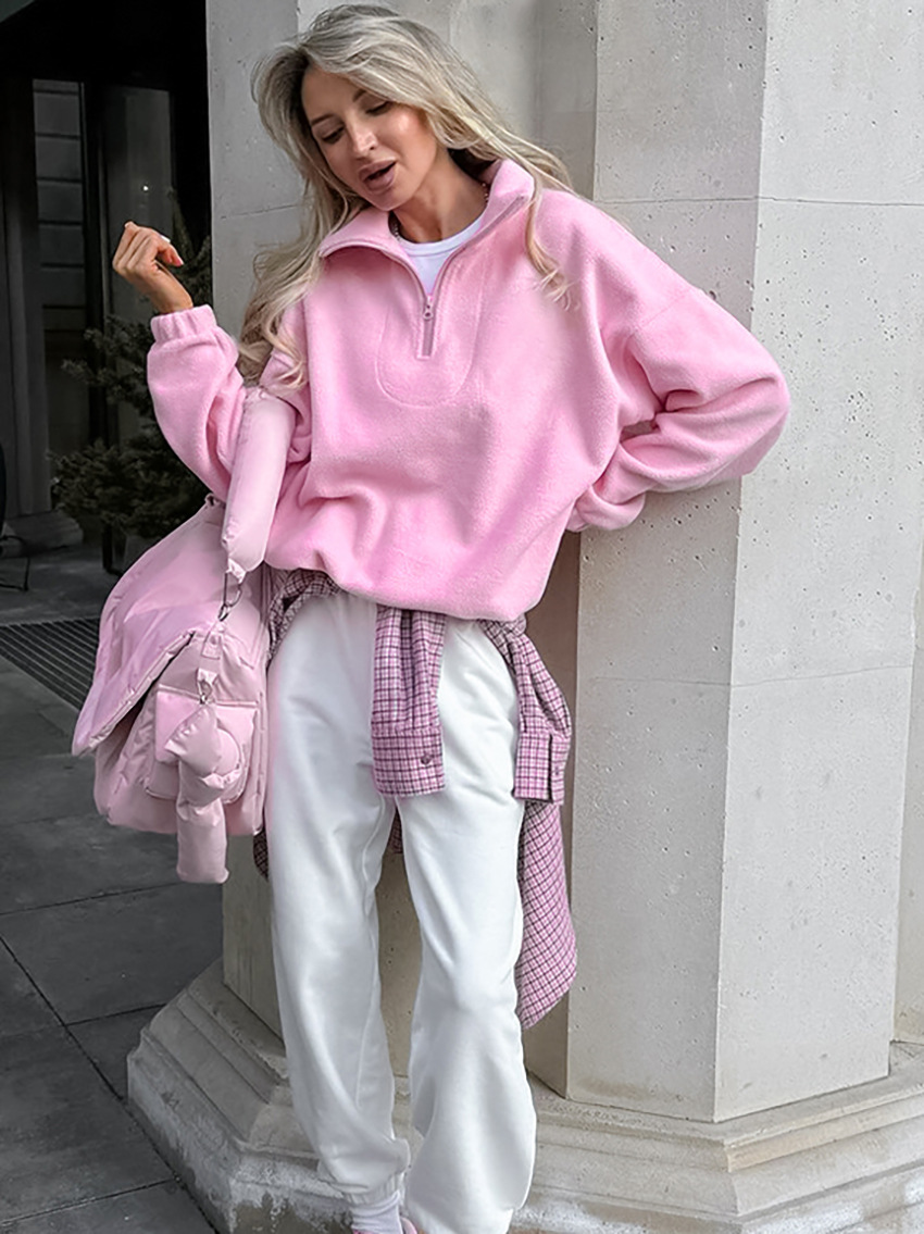 Women's half-zip fleece pullover sweatshirt