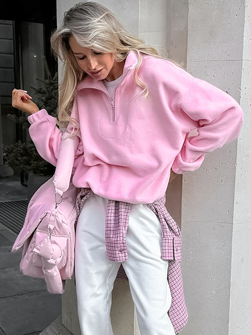 Women's half-zip fleece pullover sweatshirt