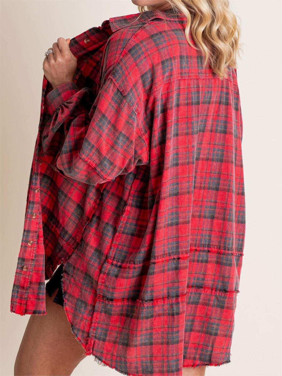 ✨✨✨Women's Seams Raw Edge Washed Oversized Shirt Jacket(BUY 2 FREE SHIPPING)