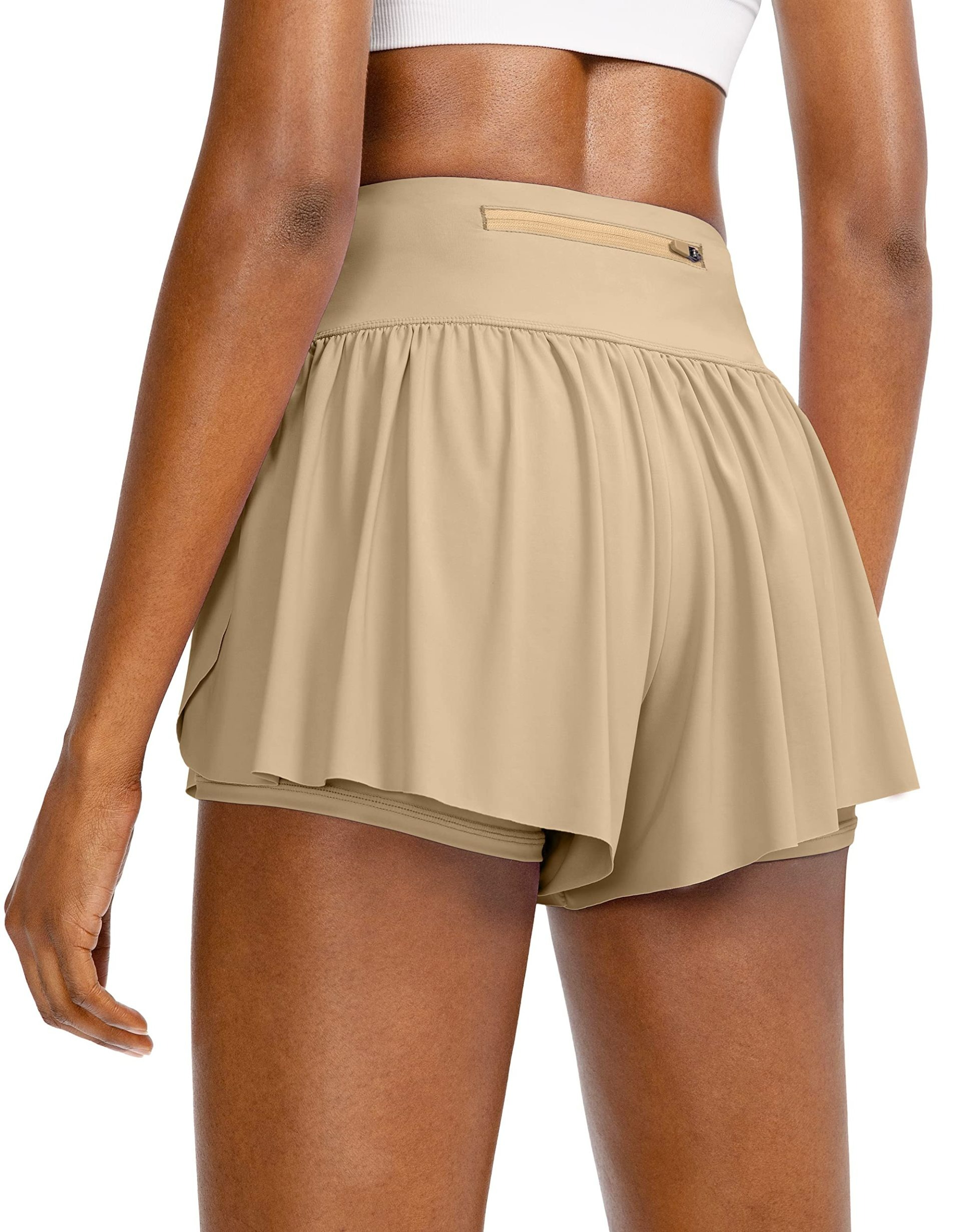 2 in 1 High Waisted Flowy Running Skirt Shorts for Women