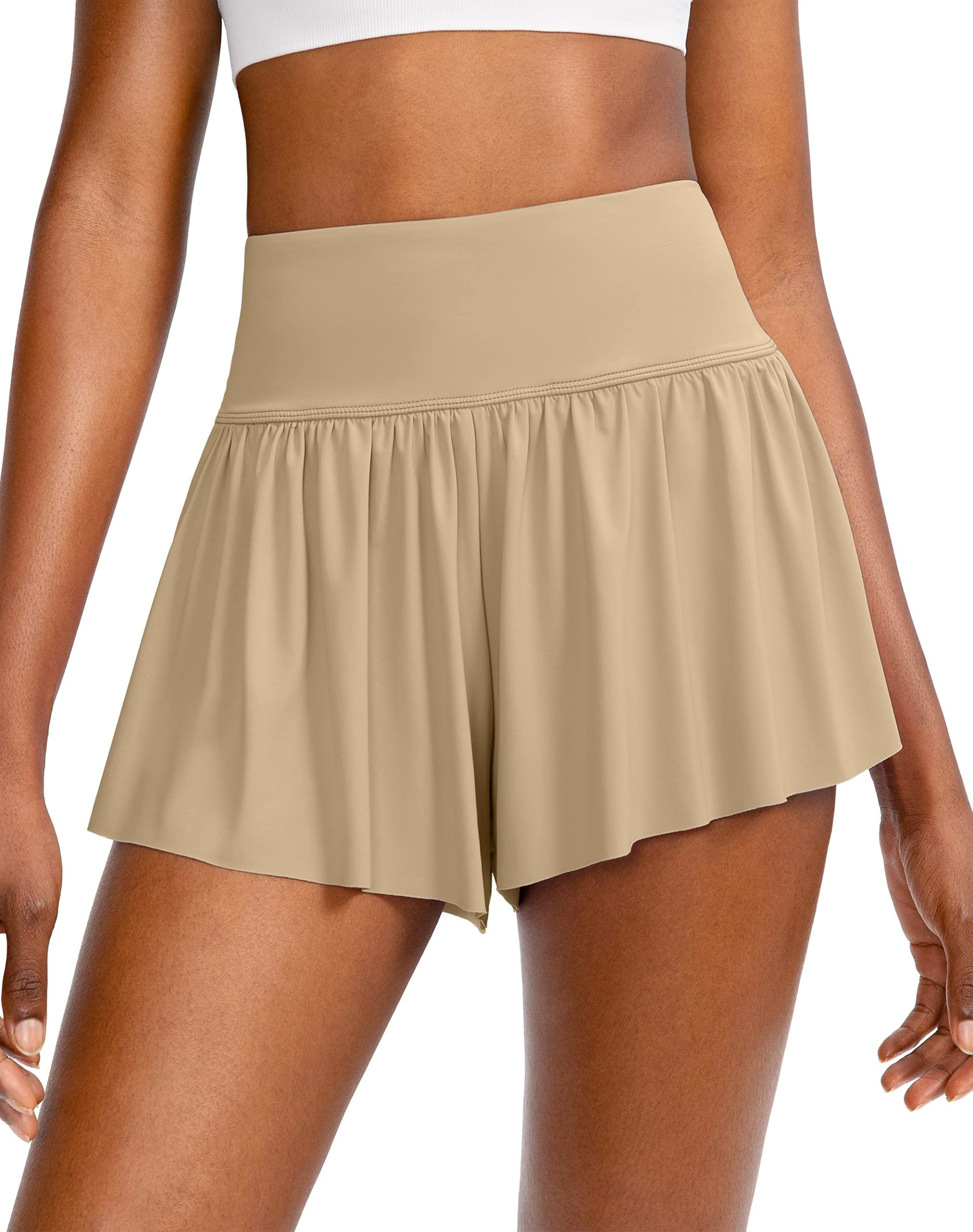 2 in 1 High Waisted Flowy Running Skirt Shorts for Women