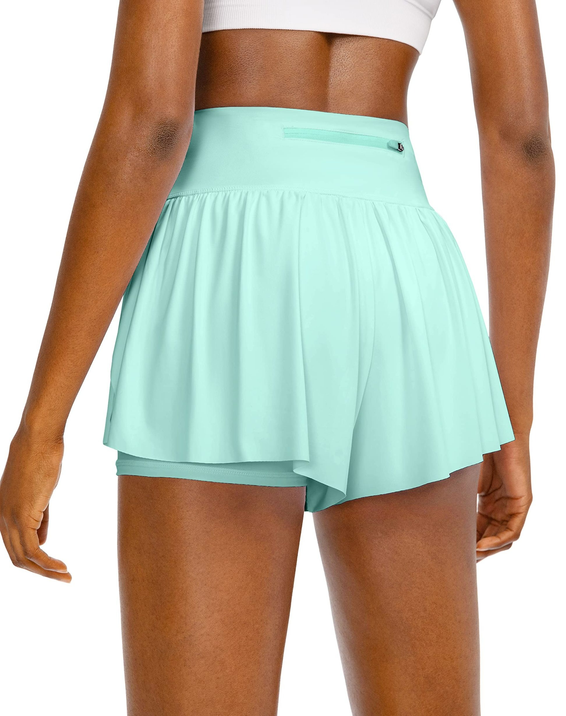 2 in 1 High Waisted Flowy Running Skirt Shorts for Women