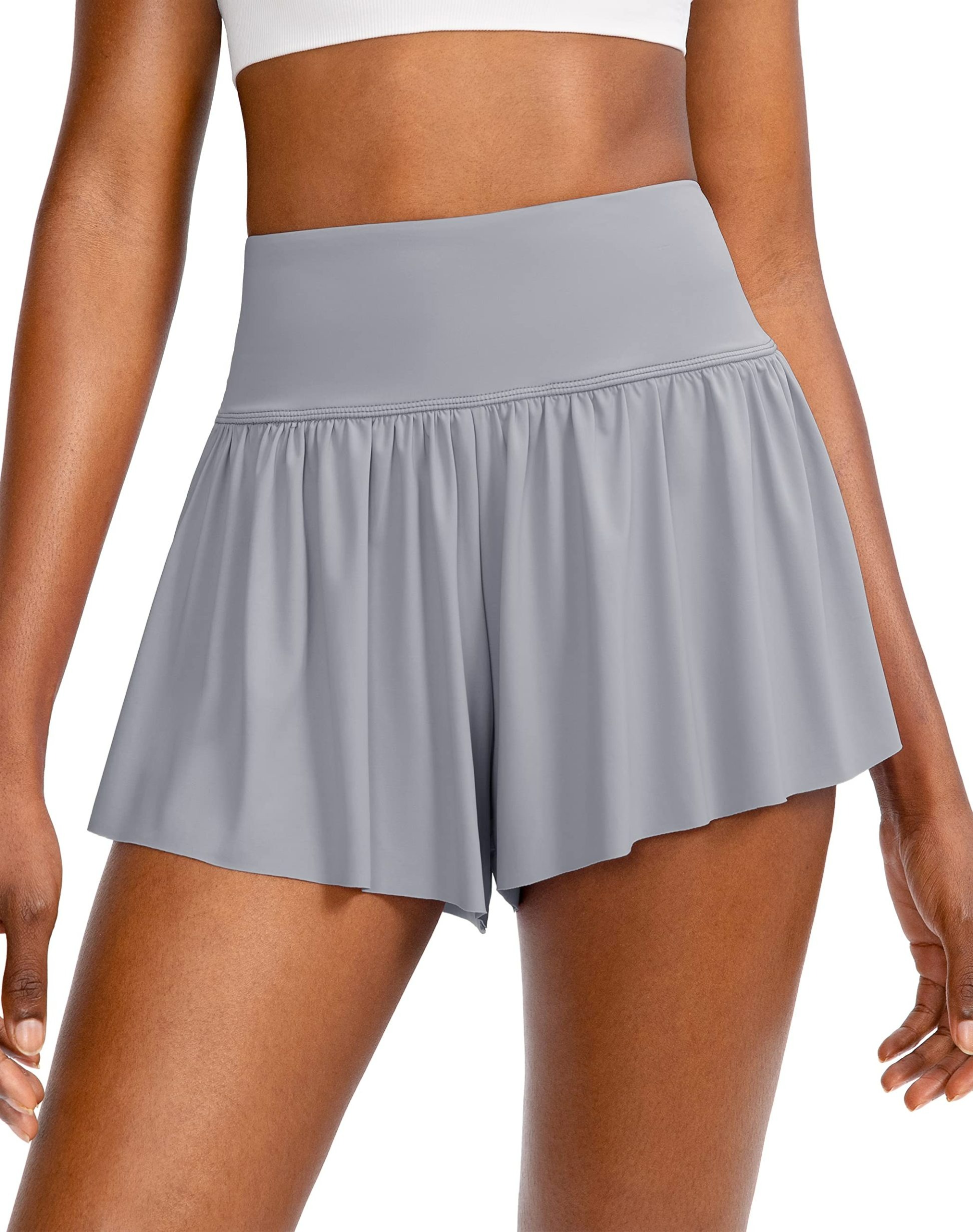 2 in 1 High Waisted Flowy Running Skirt Shorts for Women