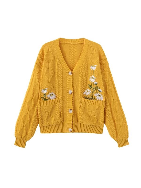 Embroidered Floral Knit Cardigan