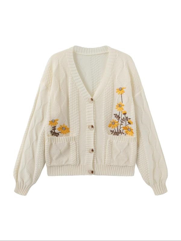 Embroidered Floral Knit Cardigan