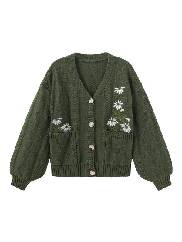 Embroidered Floral Knit Cardigan