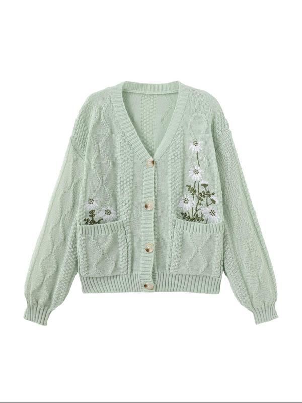 Embroidered Floral Knit Cardigan