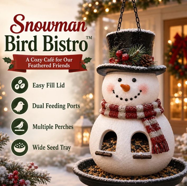 Snowman Christmas bird feeder