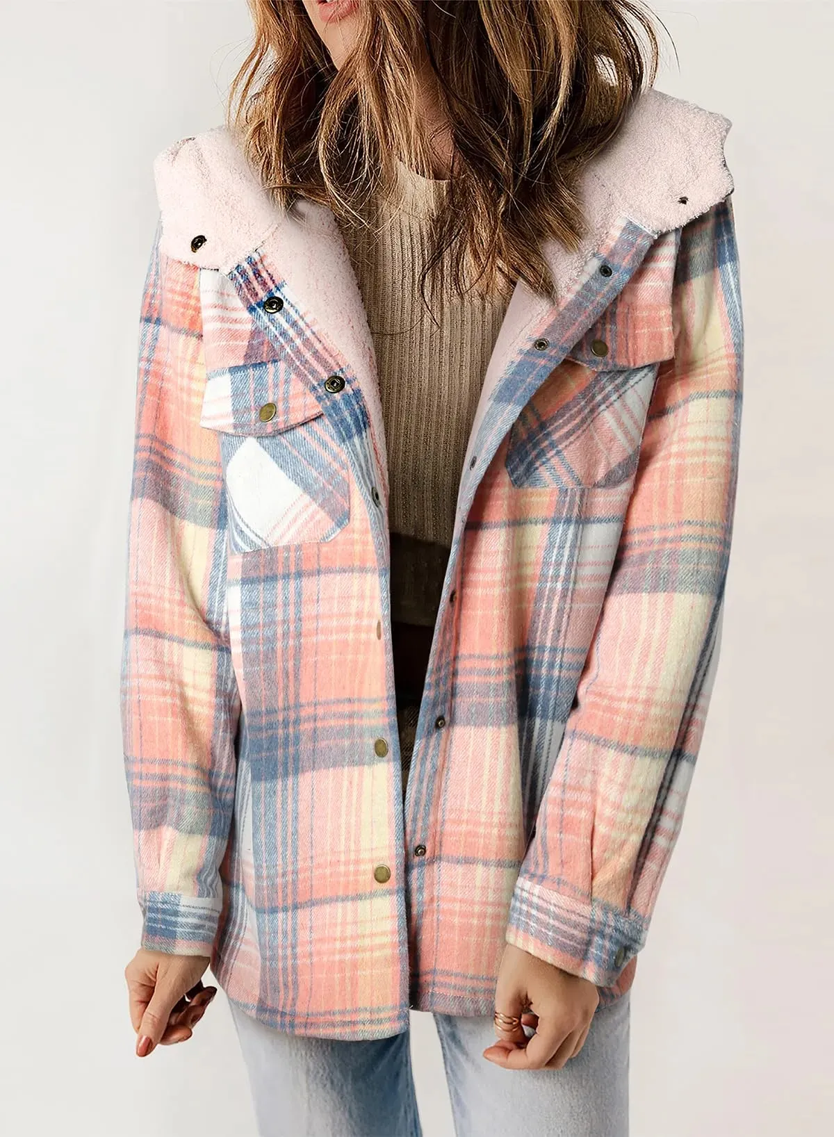 🔥🔥🔥🔥Plaid Hooded Thick Plus Fleece Warm Jacket Coat (Buy 2 Free Shipping)