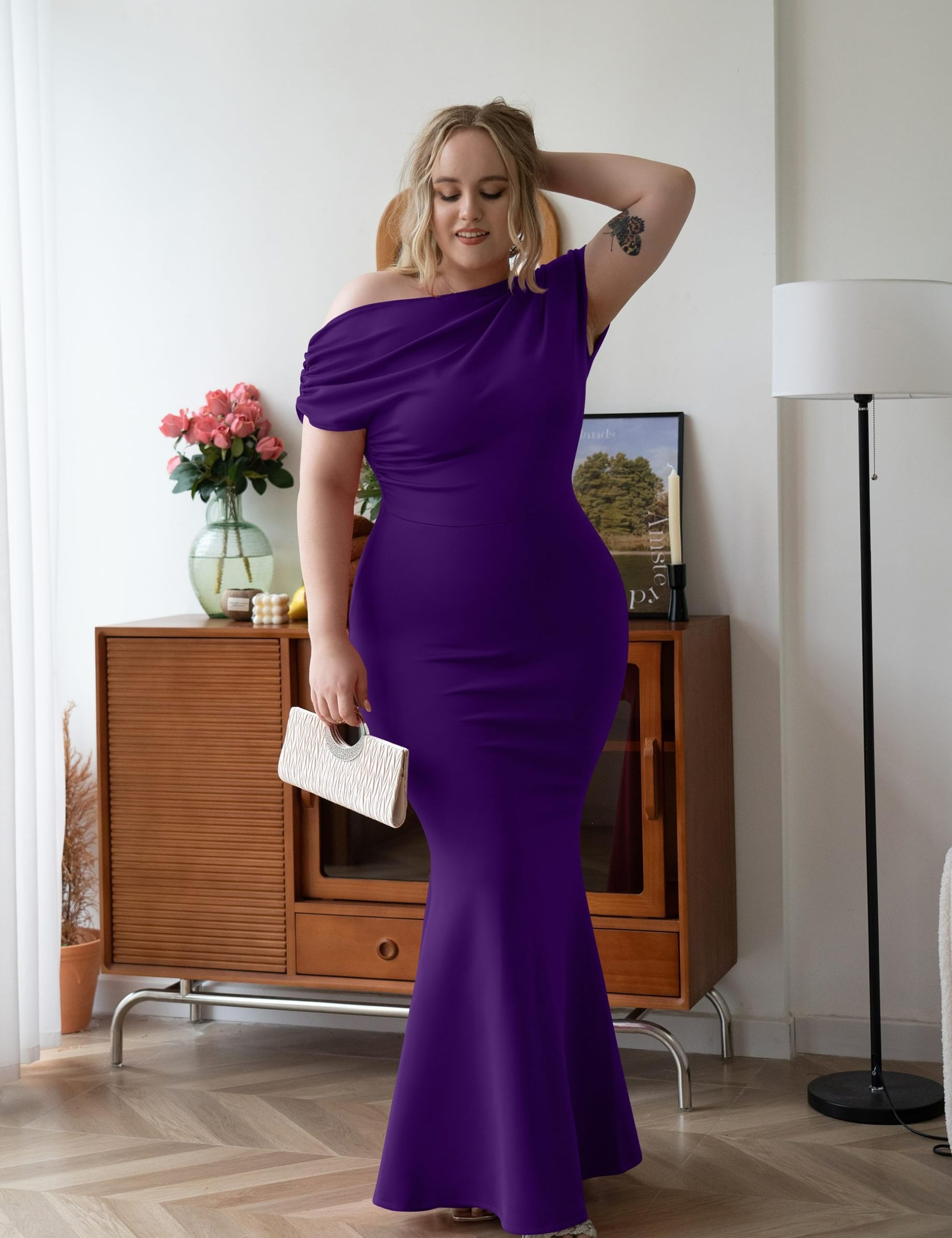 Hot Sale Women's Elegant Sleeveless Off Shoulder Bodycon Long Formal Party Evening Dress