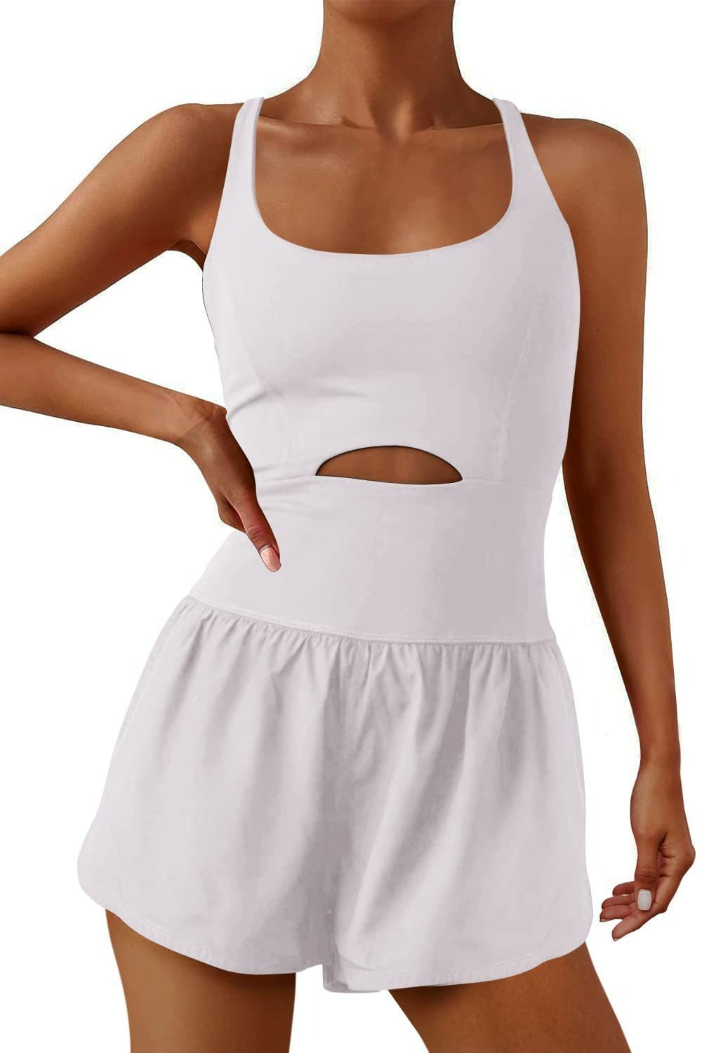 Crisscross Backless Cutout Tank Athletic Romper (Buy 2 Free Shipping)