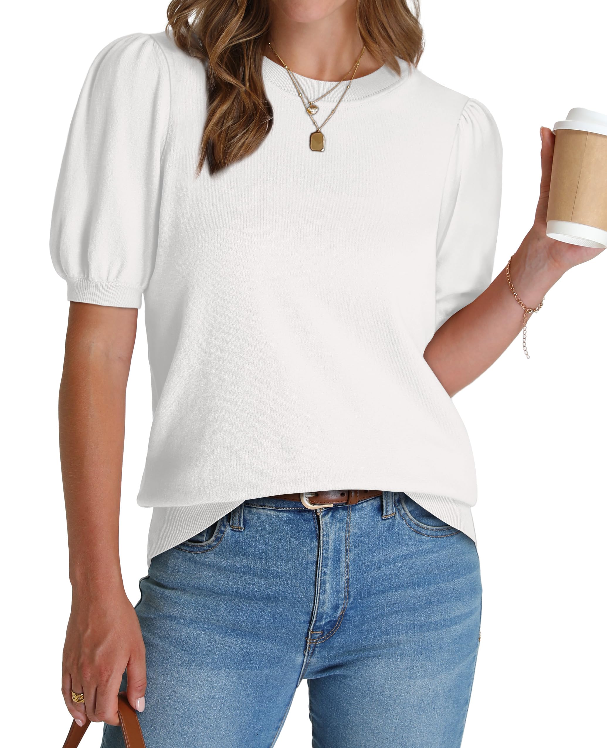 ⏰Hot Sale-Women's Lightweight Puff Short Sleeve Sweater(Buy 2 Free Shipping)