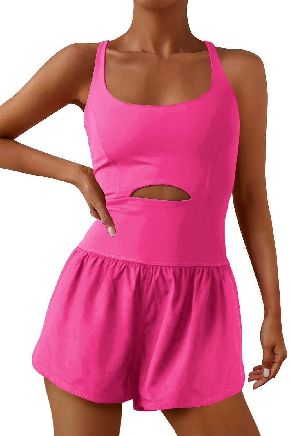 Crisscross Backless Cutout Tank Athletic Romper (Buy 2 Free Shipping)