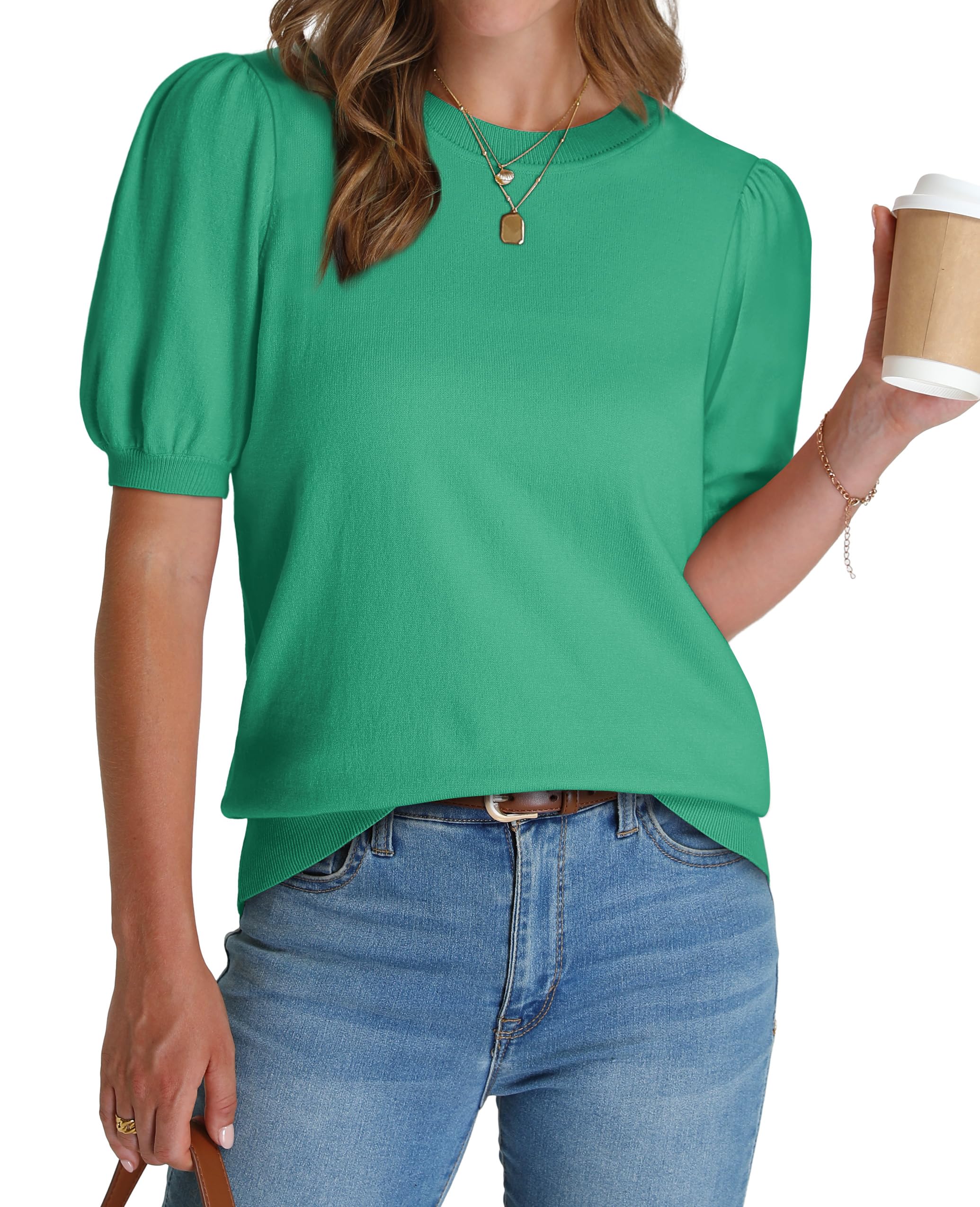 ⏰Hot Sale-Women's Lightweight Puff Short Sleeve Sweater(Buy 2 Free Shipping)