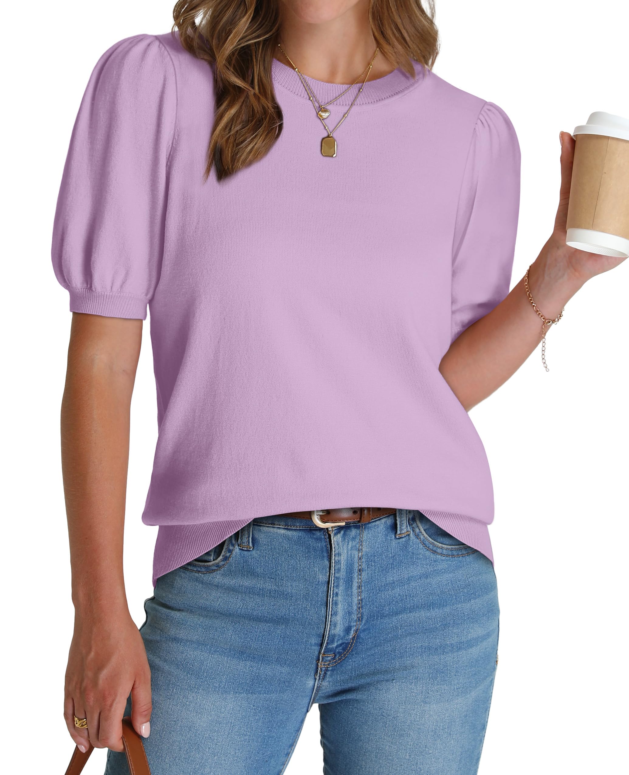 ⏰Hot Sale-Women's Lightweight Puff Short Sleeve Sweater(Buy 2 Free Shipping)