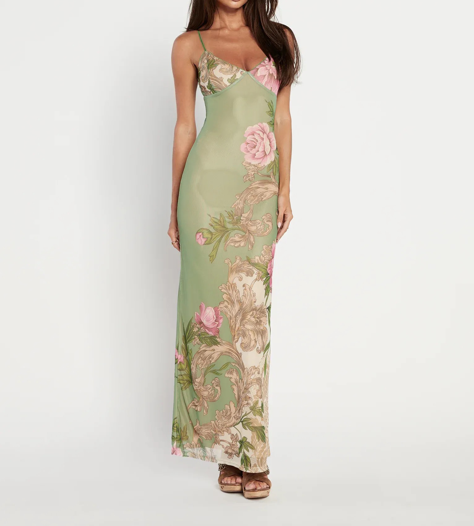 🔥🔥🔥🔥V-neckline fitted silhouette Maxi dress