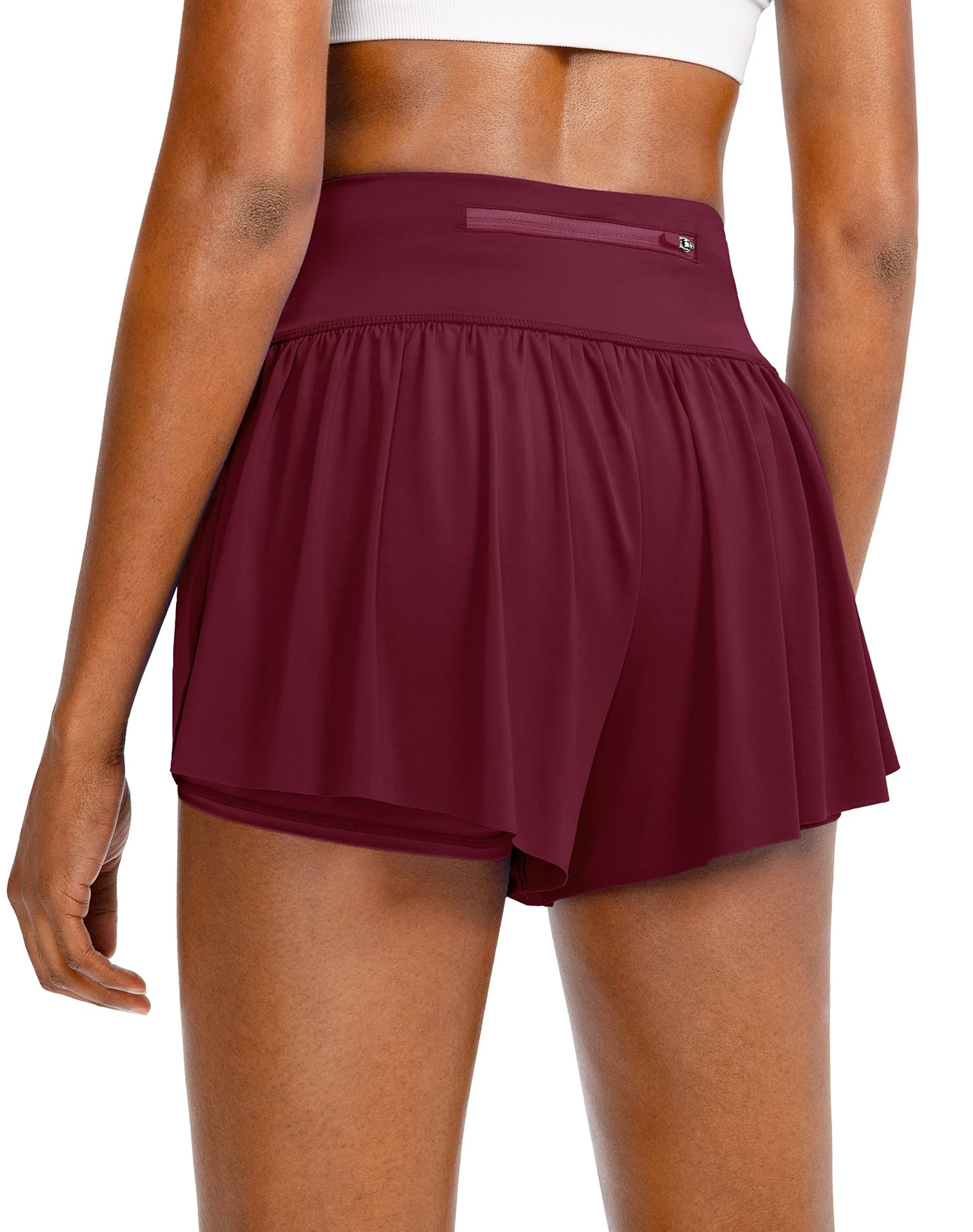 2 in 1 High Waisted Flowy Running Skirt Shorts for Women