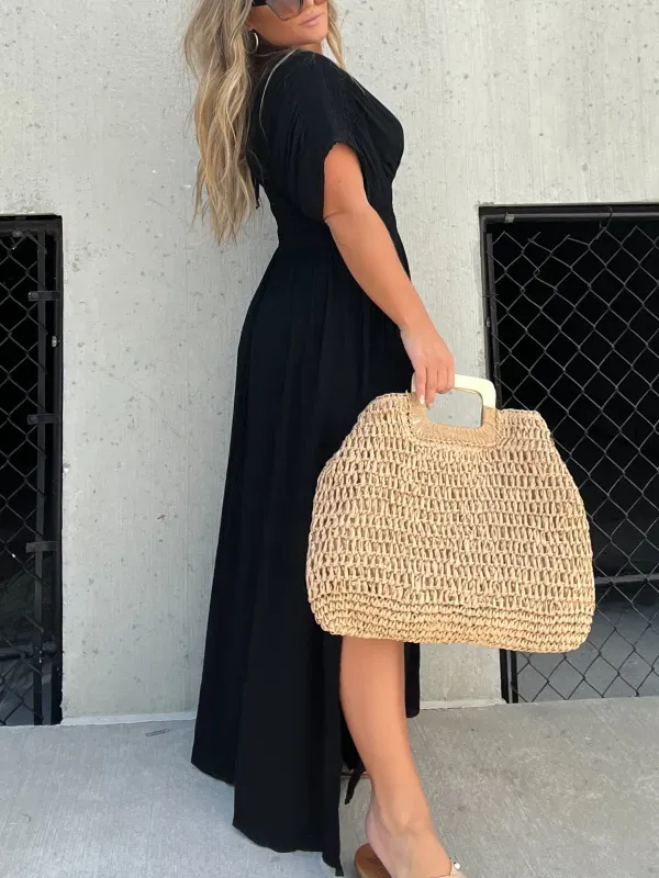 🔥🔥🔥🔥(BIG SALES)👗SLIT V-NECK EFFORTLESS MAXI LONG DRESS