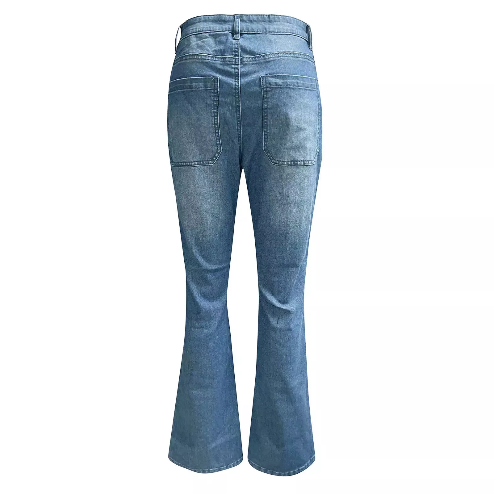 70s High Rise Stretchy Buttons Bell Bottom Jeans