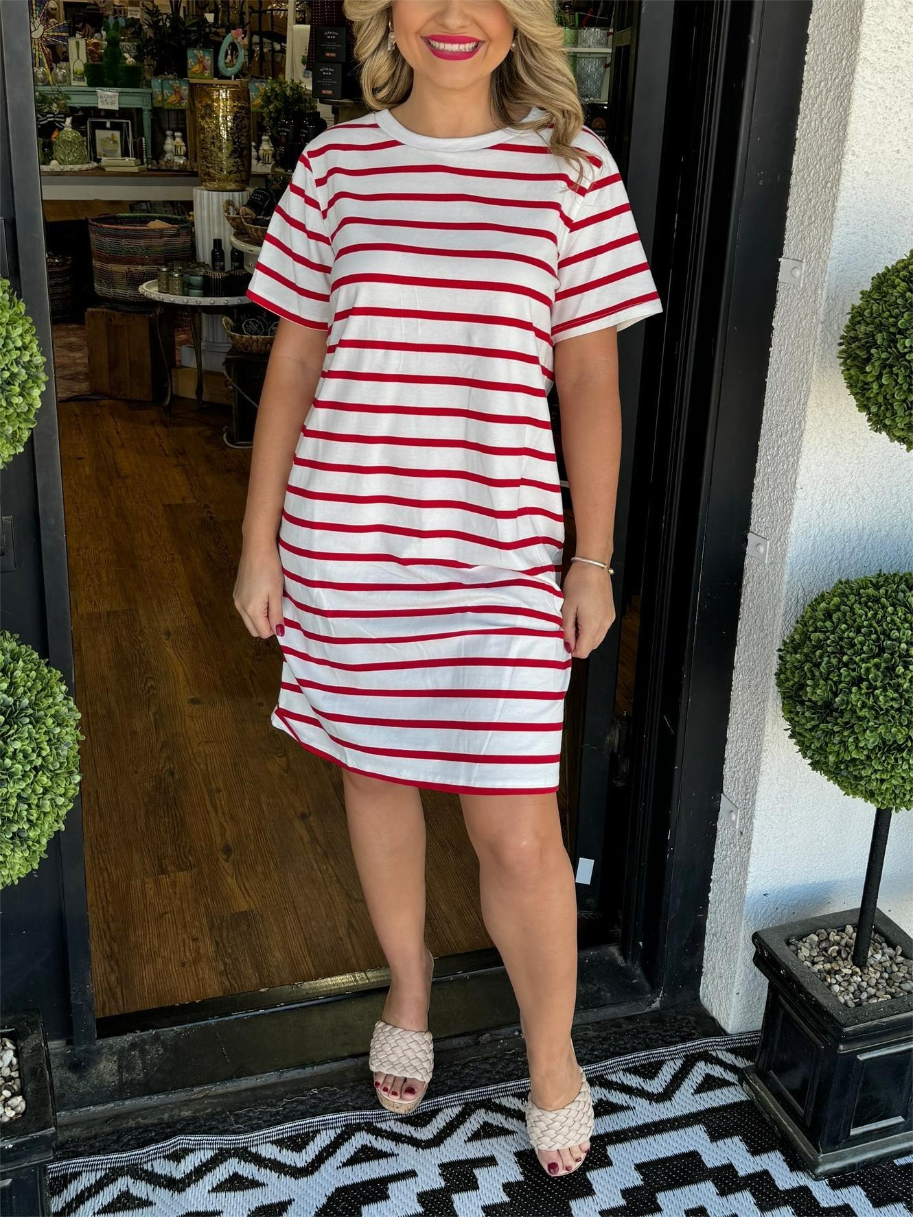 Summer Casual Striped T-Shirt Dress with Pockets (Buy 2 Free Shipping)