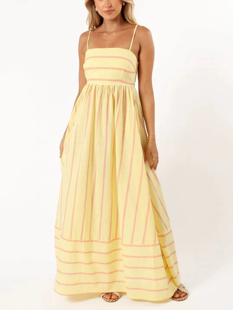 Women's Striped Back Smocked Maxi Dress(BUY 2 FREE SHIPPING)