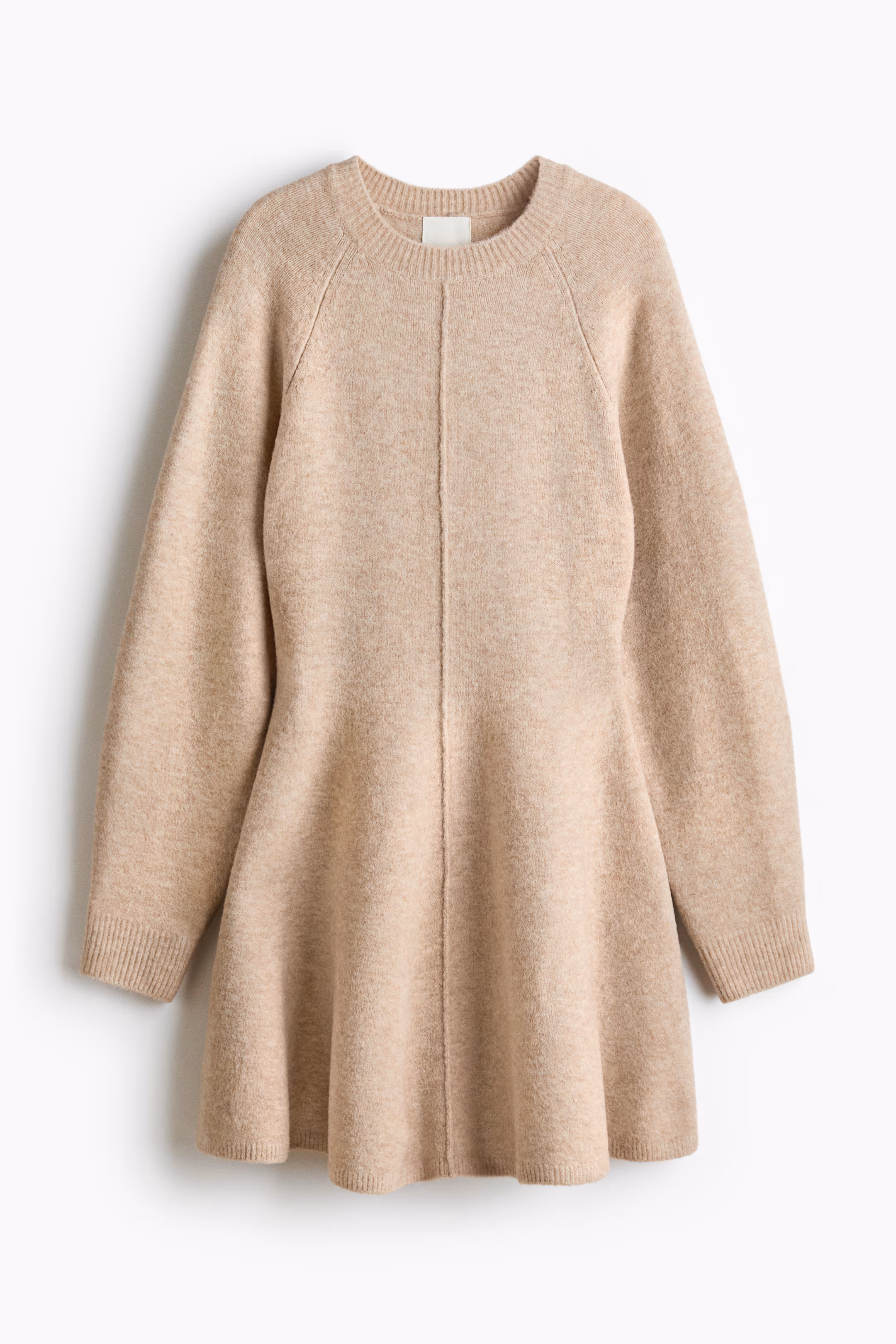 Women's Crew Neck Knitted Flared Skirt Long Sleeve Sweater Dress