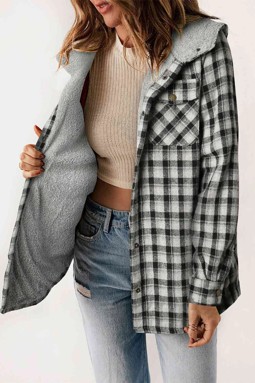 Plaid Hooded Thick Plus Fleece Warm Jacket Coat (Buy 2 Free Shipping)