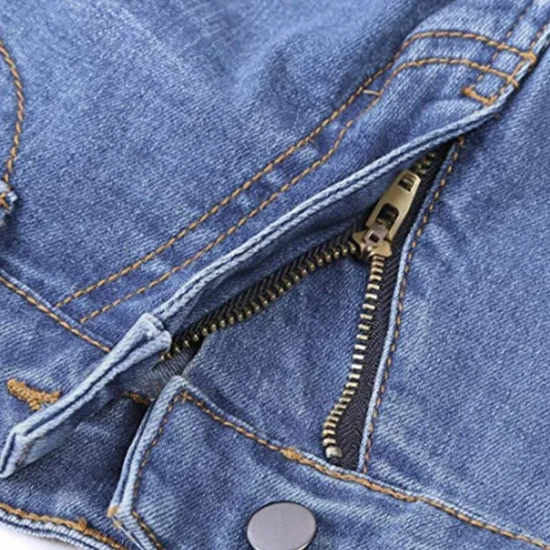 MID WAIST CASUAL BUTTON BELL-BOTTOM JEANS