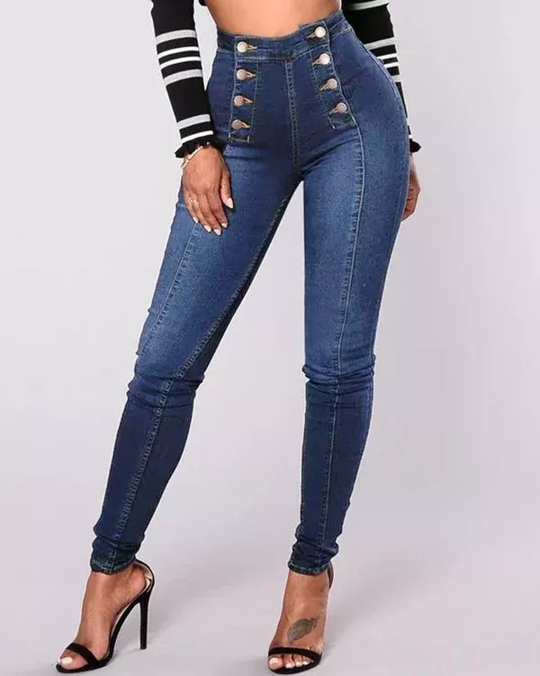 🔥🔥🔥🔥2022 Double Buttoned With High Waist Skinny Jeans