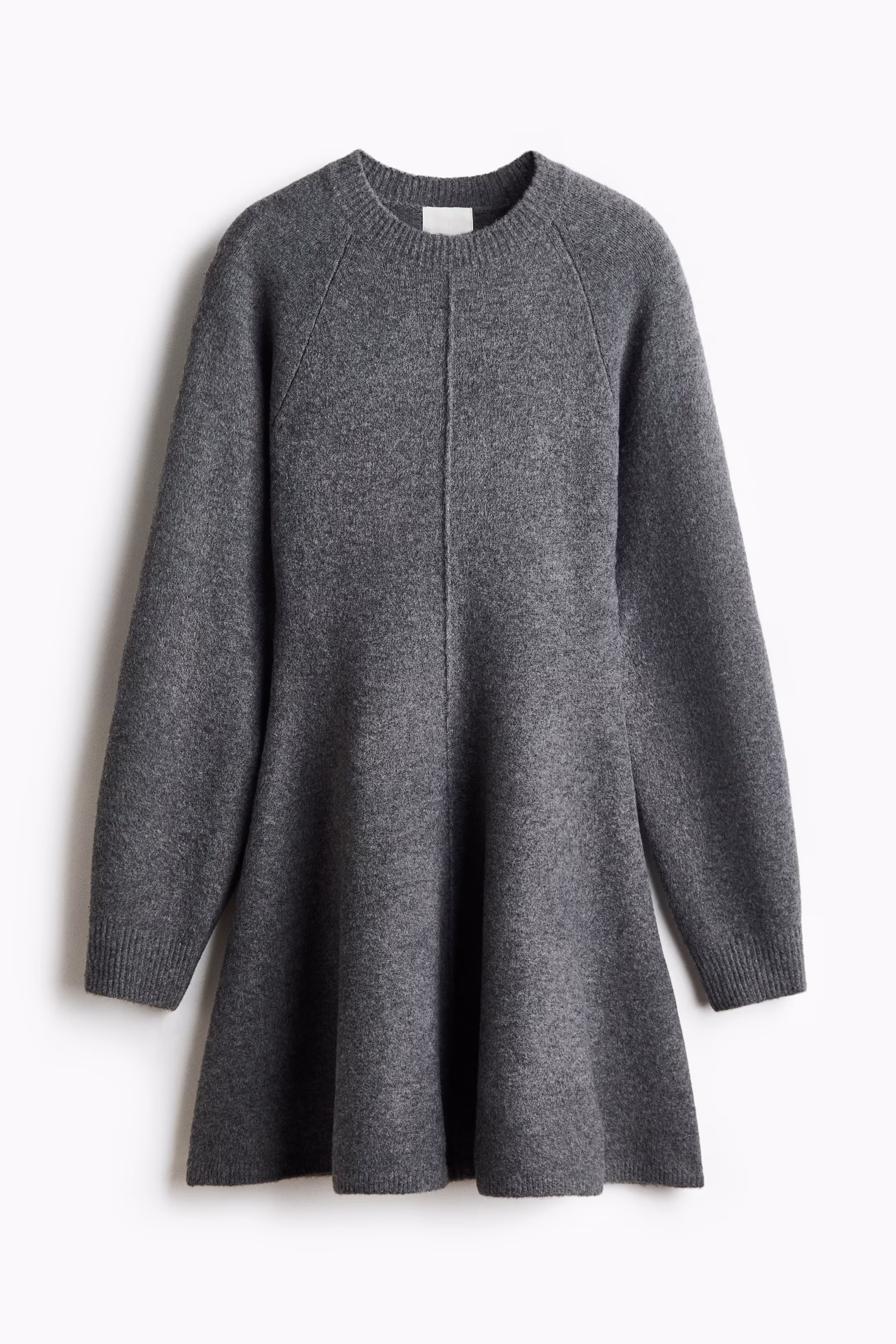Women's Crew Neck Knitted Flared Skirt Long Sleeve Sweater Dress
