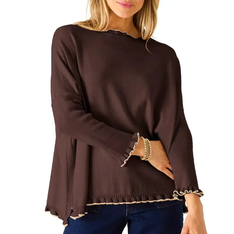 Ruffle Trim Knit Sweater