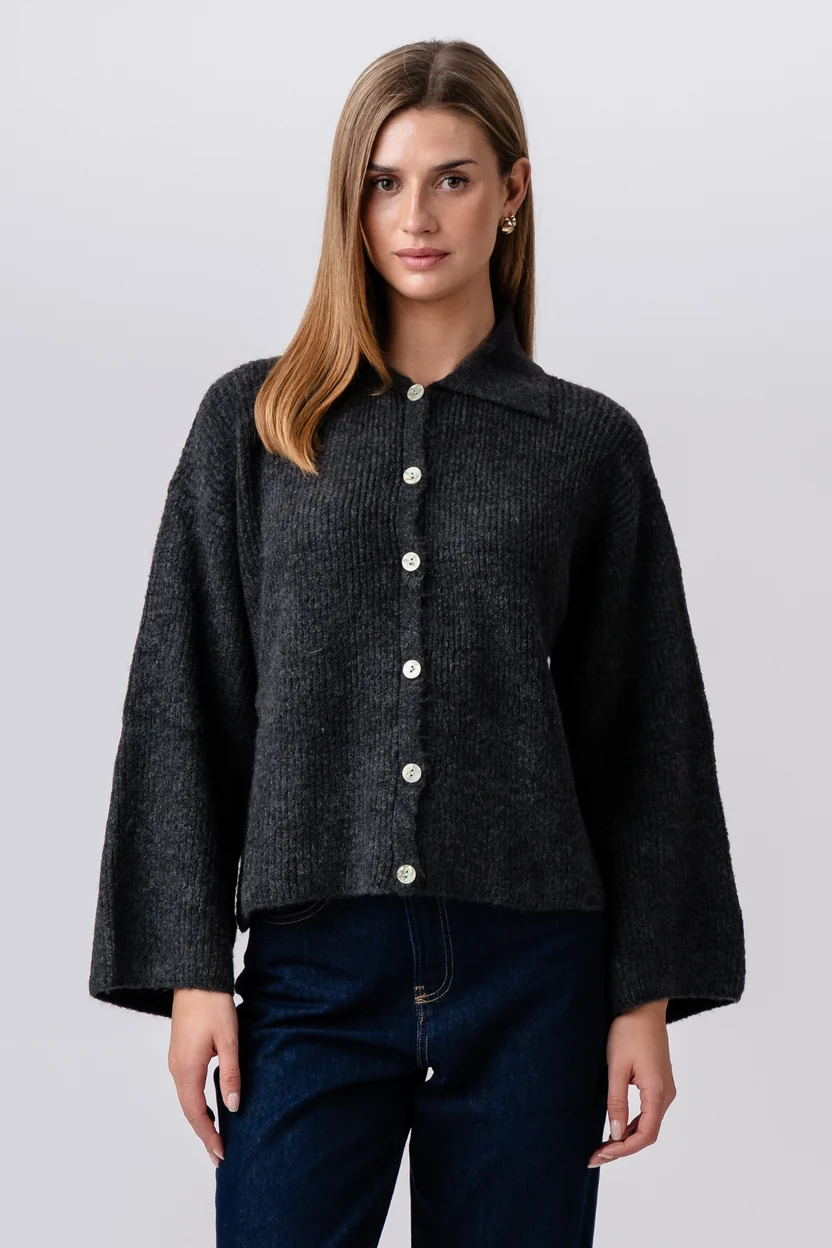 Casual Striped Long Sleeve Button Up Knit Sweater