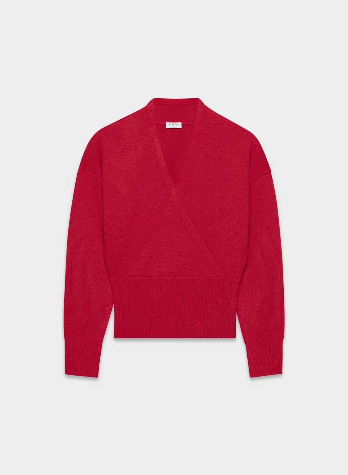 Women's Wrap V‑Neck Long Sleeve Ribbed Waist Knit Sweater