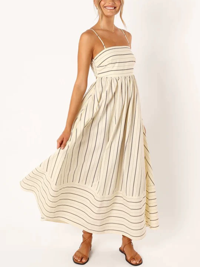 Women's Striped Back Smocked Maxi Dress(BUY 2 FREE SHIPPING)