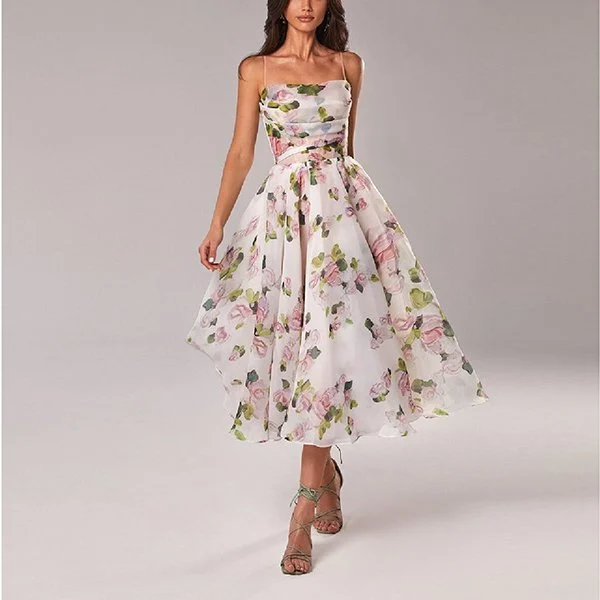 Elegant Print Suspender Dress🍀Summer Sale🍀