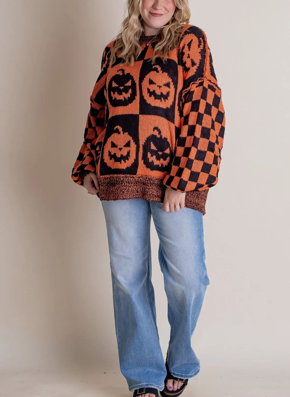 Hot Sale-Halloween Checkered Sweater-SPOOKY SEASON (Buy 2 Free Shipping)