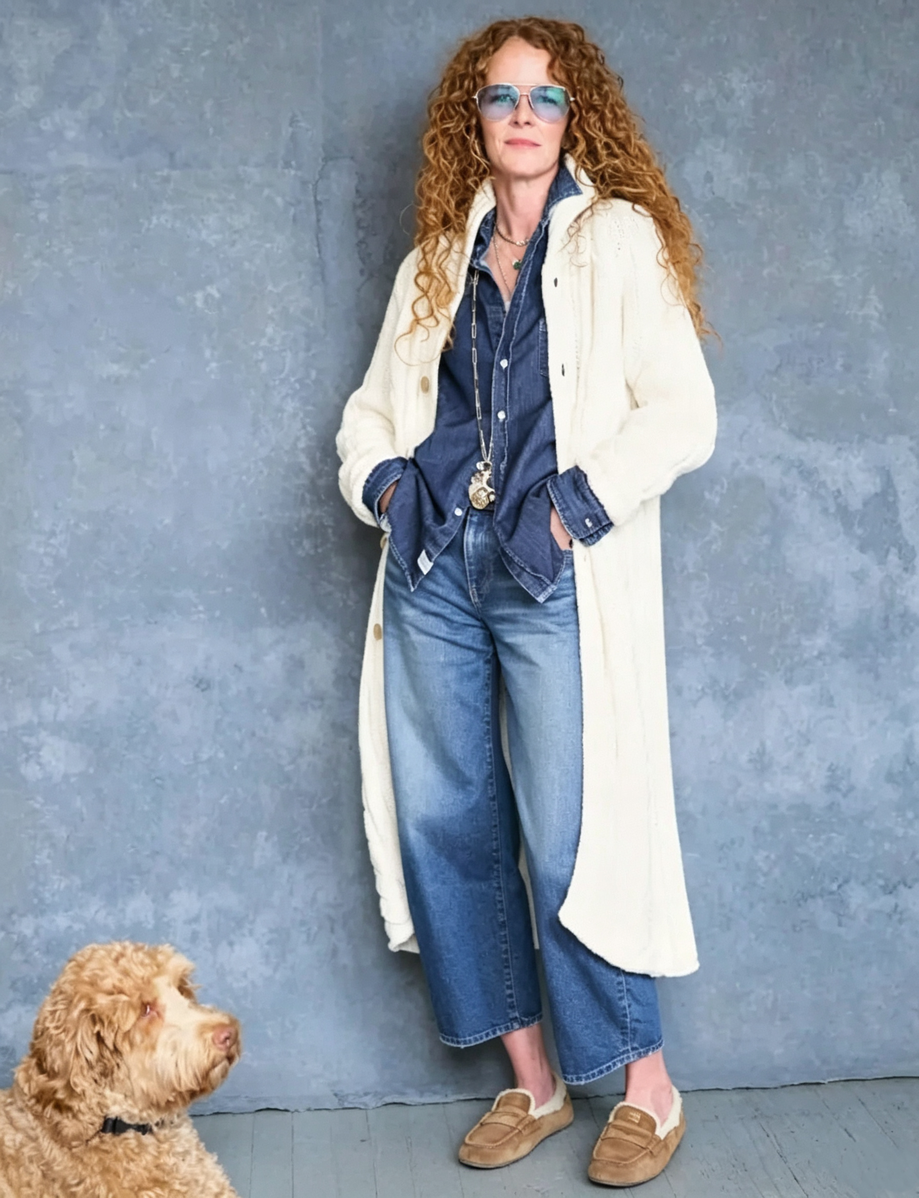 Women’s Cable Knit Long Cardigan, Button Down Stand Collar Sweater Coat