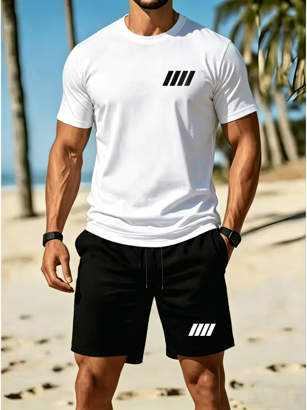 ⏰ Último día: ¡50% de descuento! 🔥 Conjunto de verano de lino para hombre con polo y pantalones cortos.
