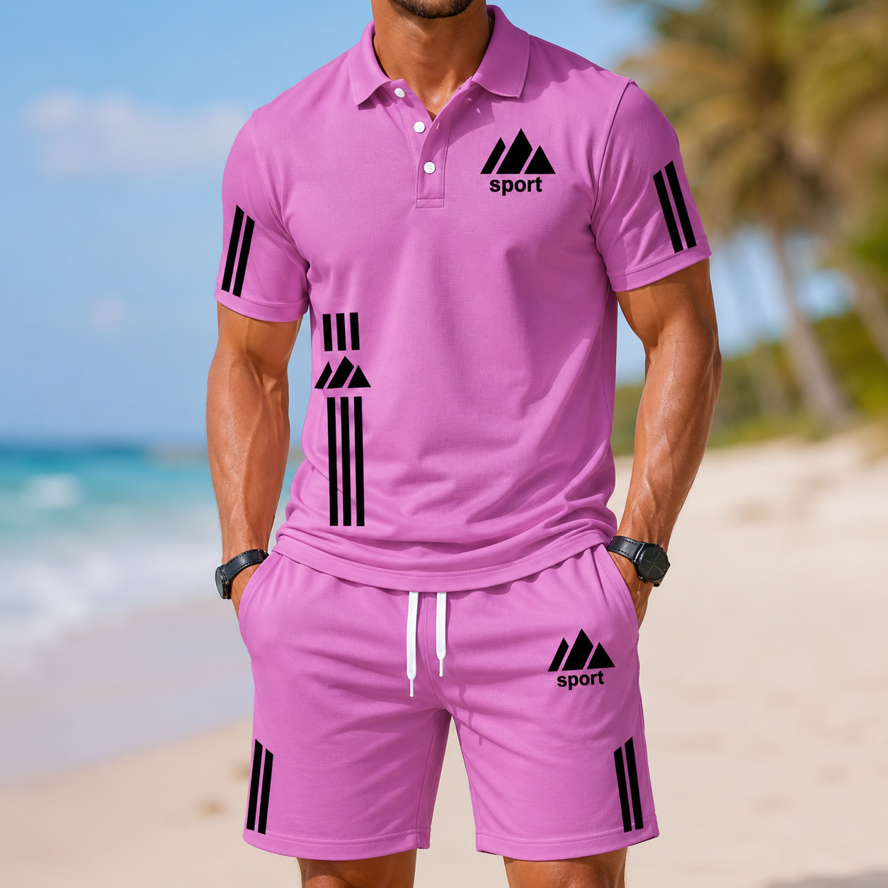 ⏰ Last day: 50% off! 🔥 Men's summer sports set with polo shirt and shorts