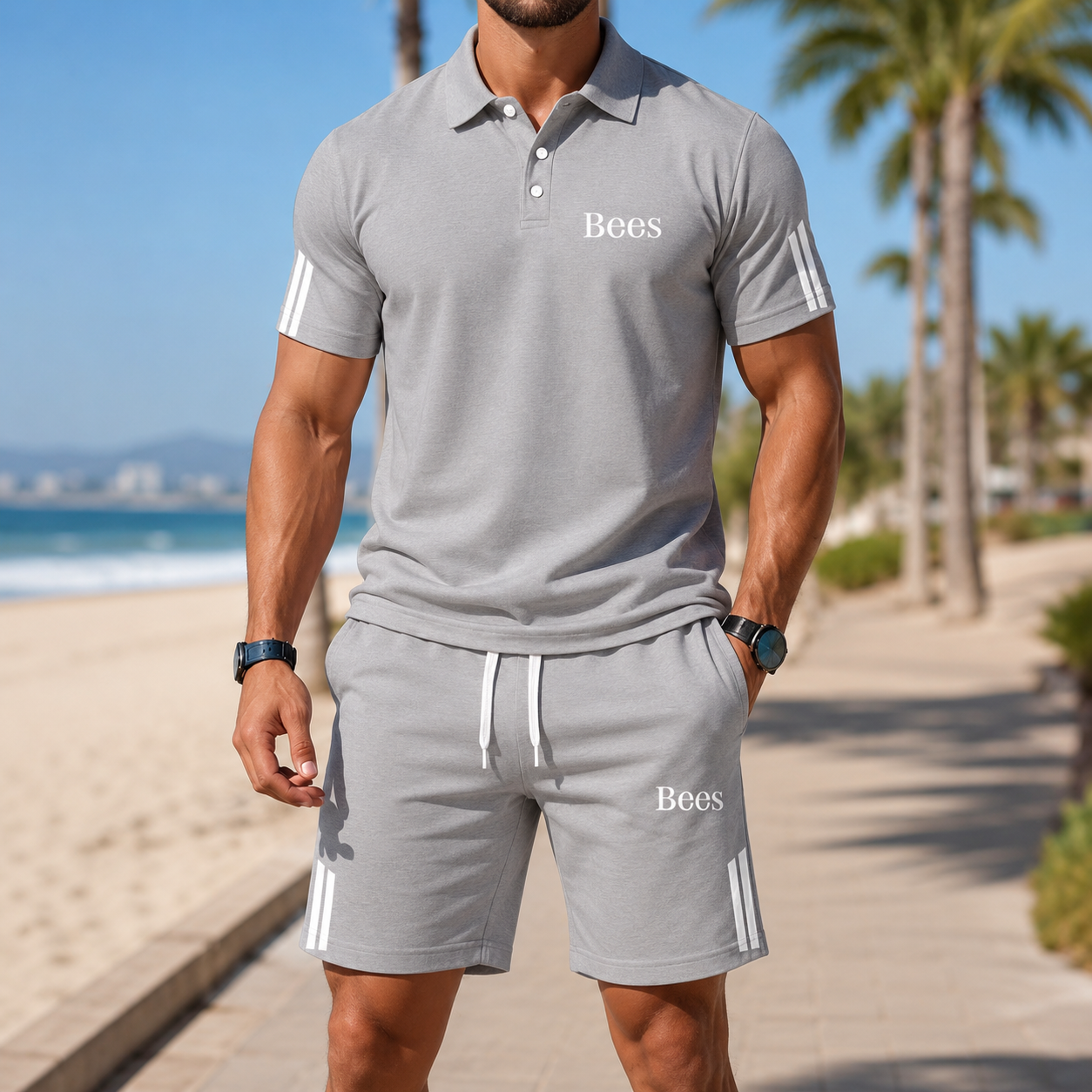 ⏰ Último día: ¡50% de descuento! 🔥 Conjunto de verano para hombre con polo y pantalón corto