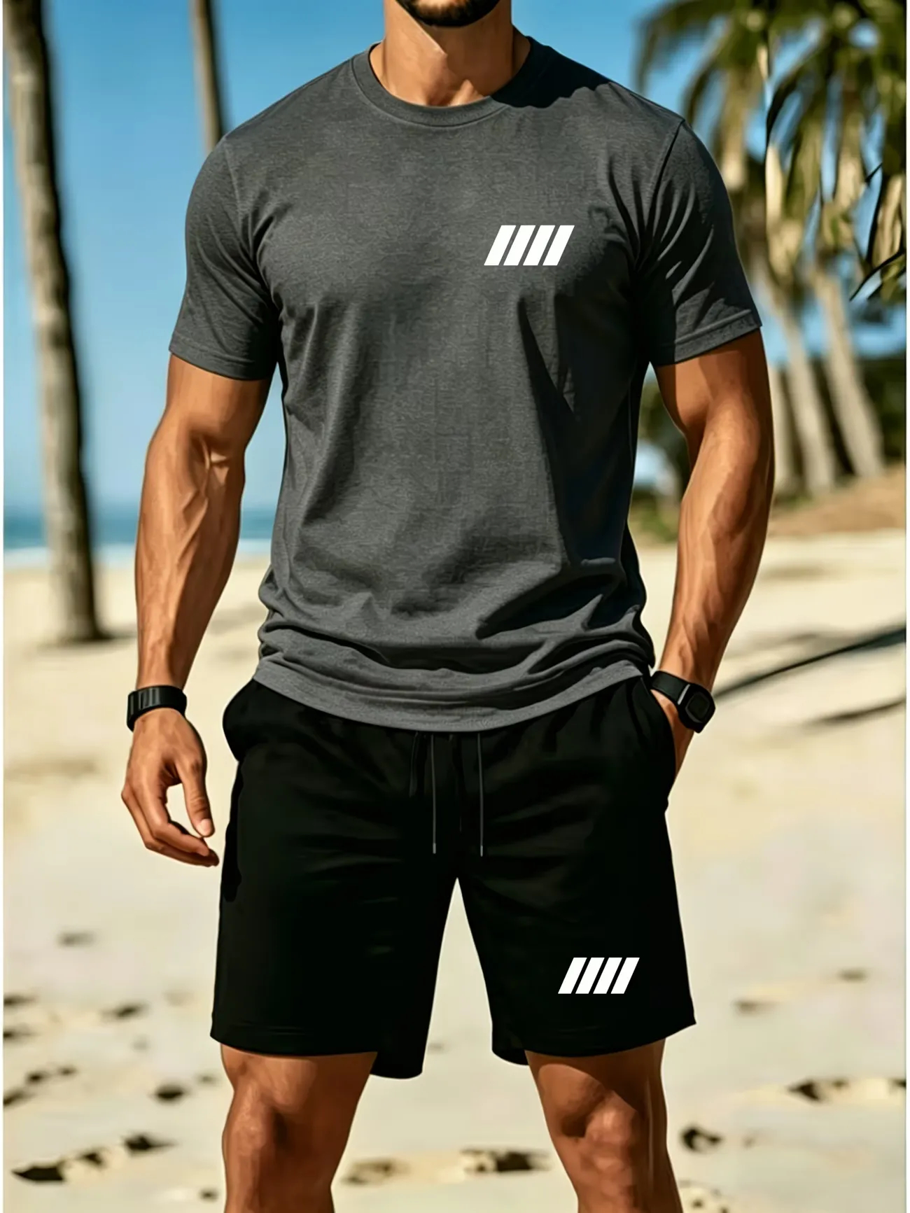 ⏰ Último día: ¡50% de descuento! 🔥 Conjunto de verano de lino para hombre con polo y pantalones cortos.