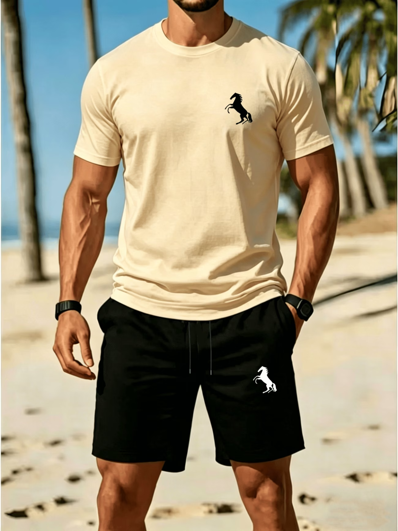 Men's casual T-shirt and shorts set for summer