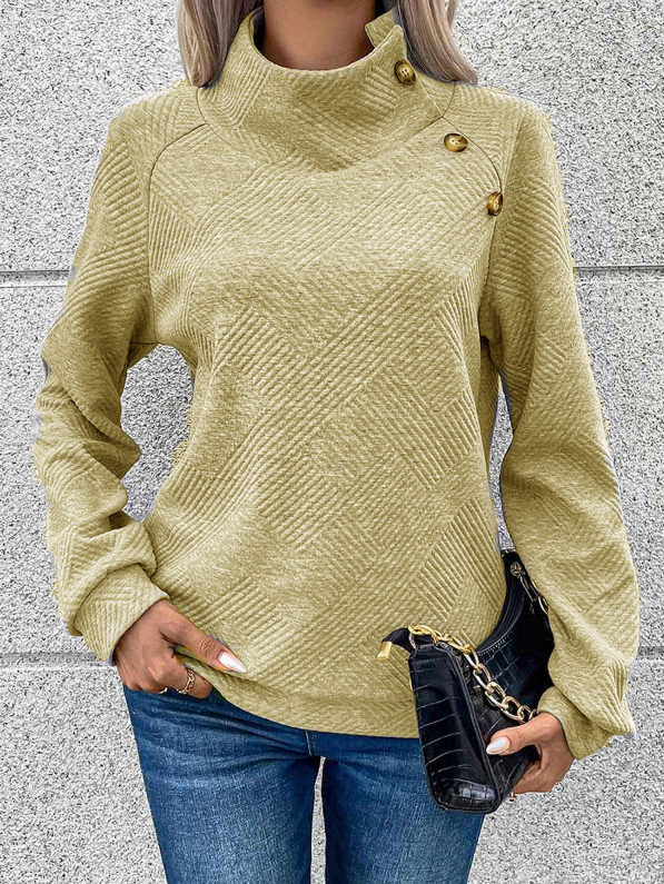 🎄Christmas Clearance🔥Women's High Neck Special Button Designer Sweatshirt