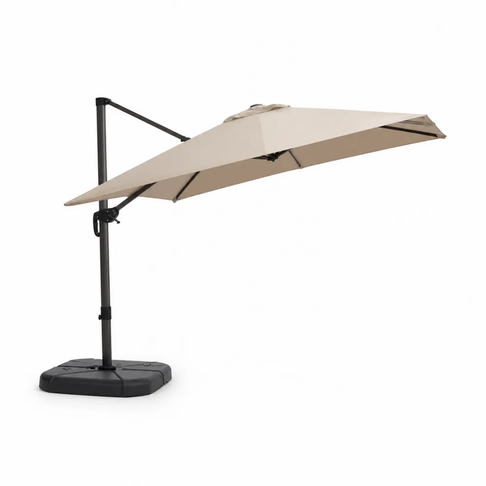 Ombrellone a braccio laterale in alluminio e poliestere beige 3m