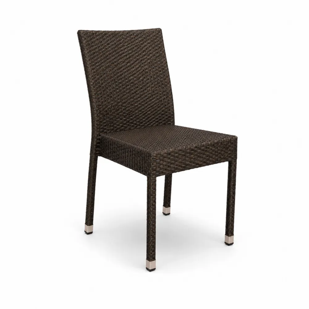 Sedia da esterno in rattan sintetico marrone con struttura in acciaio