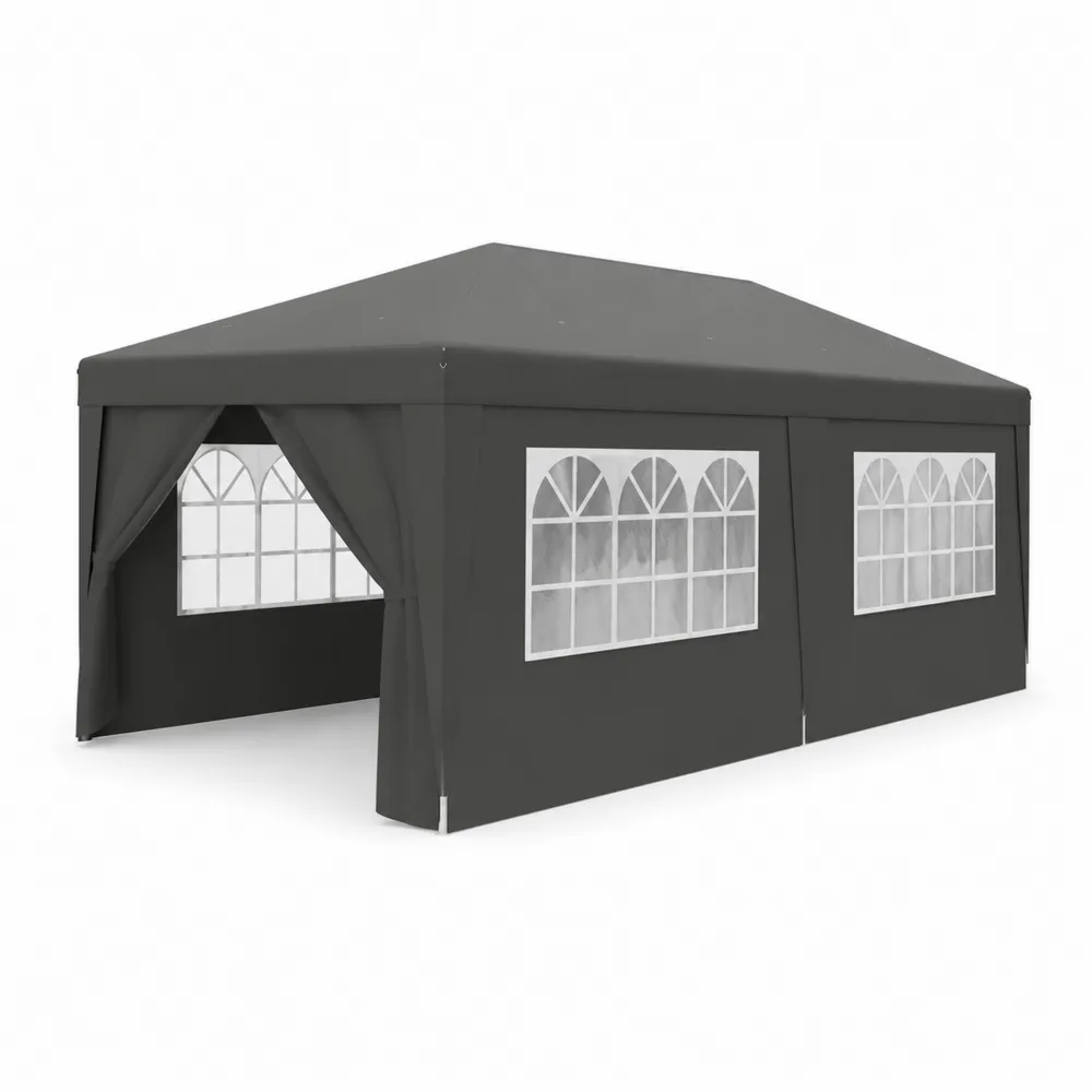 Gazebo in Acciaio e Poliestere 3x6m Grigio Scuro