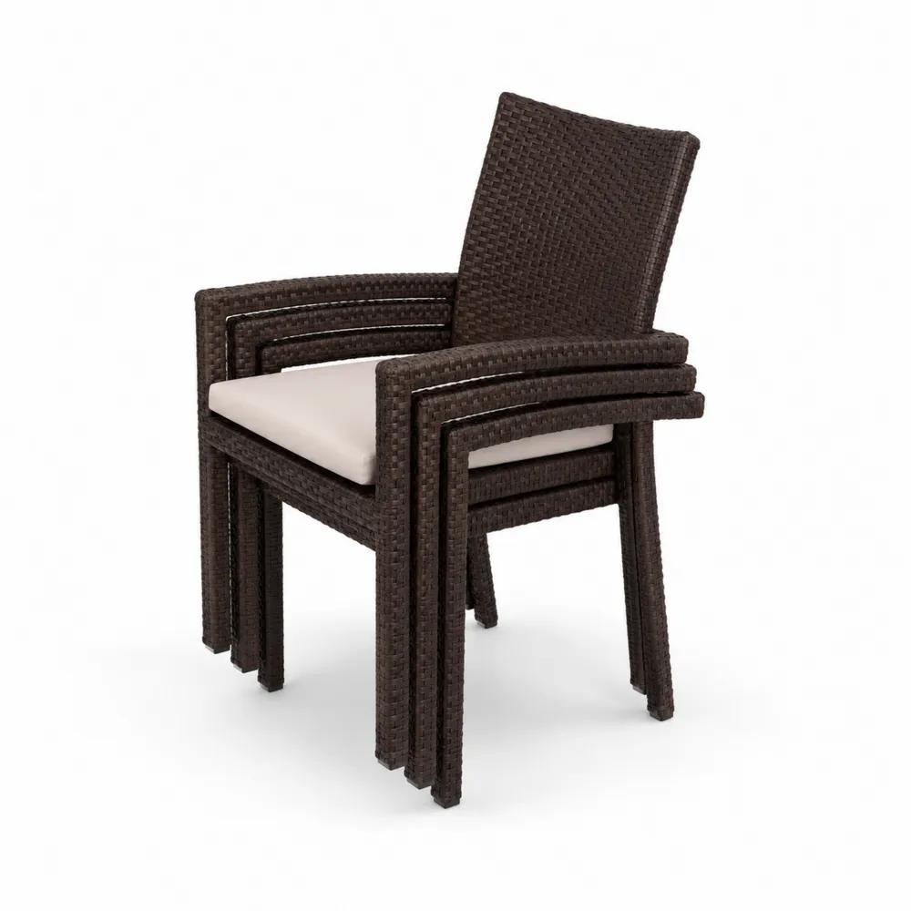 Sedie impilabili da esterno in polyrattan marrone ecru
