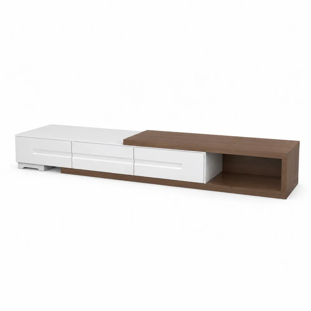 Mobile TV in Legno e MDF Bianco con Cassetti e Ripiano 180x40x45cm